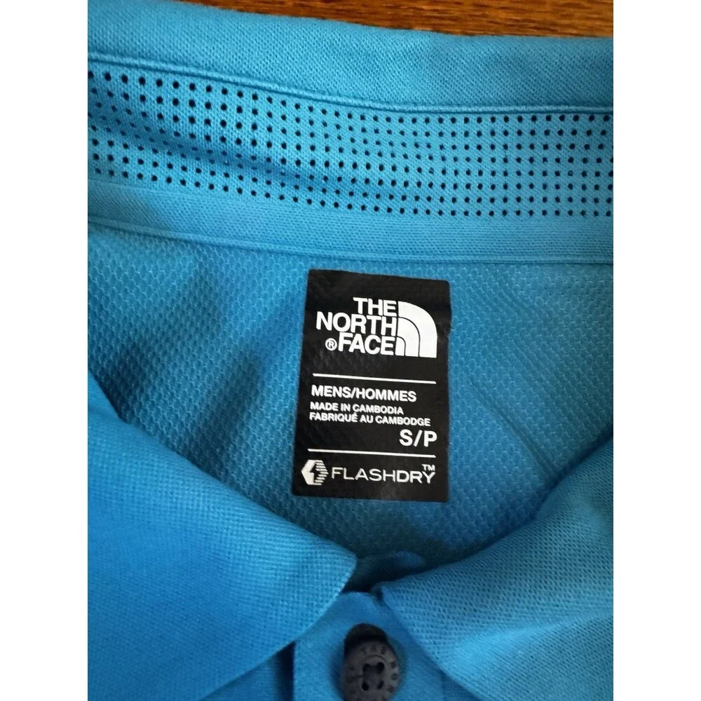 The North Face FlashDry Polo Shirt Mens Size Small Blue Short Sleeve Golf Hiking
